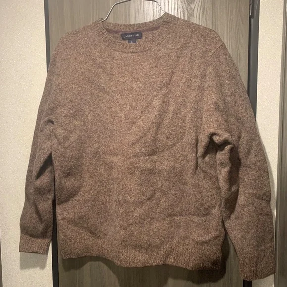 24. Lands End Brown Crewneck Sweater Size Large - Picture 2 of 10